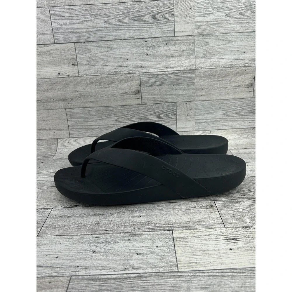 Crocs Flip Flop Sandals Womens Size 8 Black Comfort Casual Slip On Beach‎ Shoes